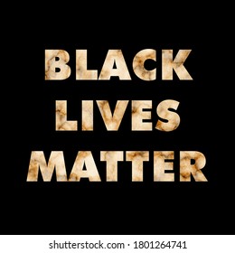 Black lives matter. Hashtag in social networks. Police violence. Stop the violence. Inscription on a Golden marble texture. Stock vector illustration poster against racism on a black isolated bg.
