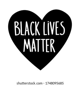 Black lives matter. Heart shape. No to racism.Police violence. stop violence.Flat vector illustration.For banners, posters, and social networks