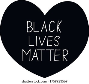 Black lives matter. Heart. we are all equal, no racism. Vector flat design , lettering. 