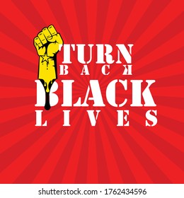 Black lives matter horizontal banner with protest fist in the air. Black lives matter graphic poster design template against racial discrimination