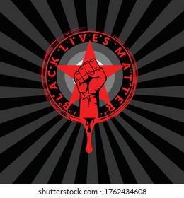 Black lives matter horizontal banner with protest fist in the air. Black lives matter graphic poster design template against racial discrimination