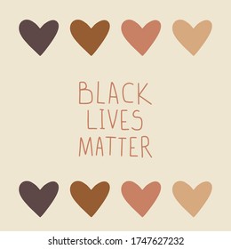 Black Lives Matter. Human hand. Fist raised up. Protest Banner about Human Right. Flat cartoon vector illustration, hand drawn style.