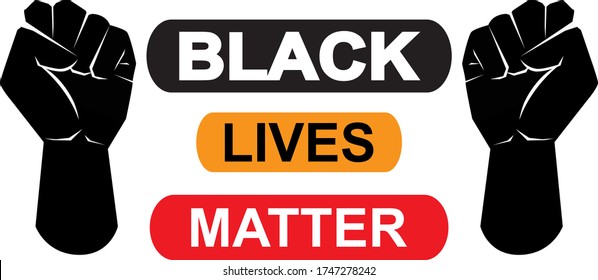 Black lives matter icon on white background, vector illustration. Black Lives Matter Illustration with Strong Fist