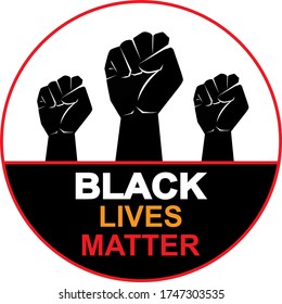 Black lives matter icon on white background, vector illustration. Black Lives Matter Illustration with Strong Fist