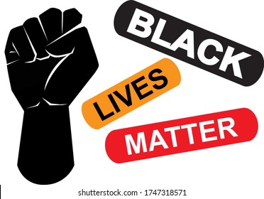 Black lives matter icon on white background, vector illustration. Black Lives Matter Illustration with Strong Fist