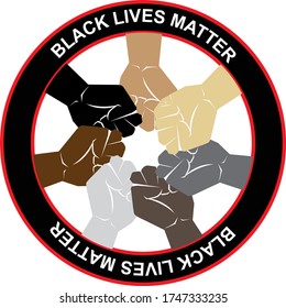 Black lives matter icon on white background, vector illustration. Black Lives Matter Illustration with Strong Fist