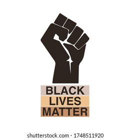 Black Lives Matter Icon. Strong Hand Symbol. Vector Illustration