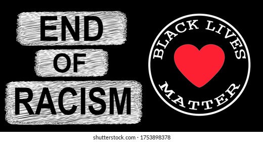 Black lives matter illustration. Banner for protest, rally or awareness campaign against racial discrimination of dark skin color. Support for equal rights of black people.