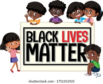 Black lives matter illustration with black children illustration