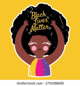 Black Lives Matter Illustration with cute black girl