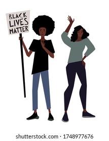 Black Lives Matter Illustration. Human Rights of Black People in USA. Vector Illustration. We Can't Breathe.