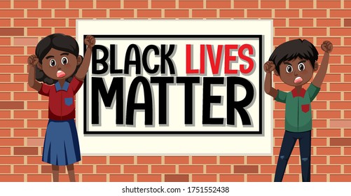 Black lives matter illustration with protesters illustration