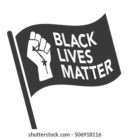 Black Lives Matter Illustration with Strong Fist and Flag
