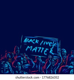 Black lives matter line pop art potrait logo colorful design and dark background  Abstract vector illustration  Isolated black background for t  shirt  poster  clothing  