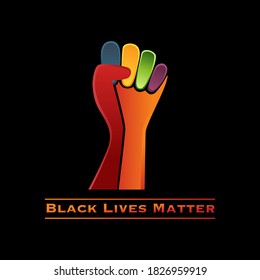 Black Lives Matter Logo,  Logotype BLM  Icons Vector Illustration. African Americans  Against Racism, Stronger Together, Stop Racism. Stylized Illustration Of A Raised Fist