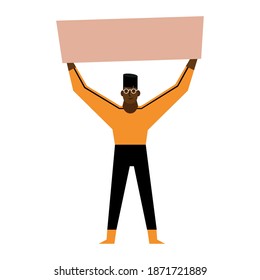 Black lives matter man holding banner design of Protest justice and racism theme Vector illustration