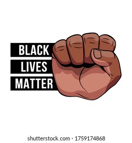 Black Lives Matter, a Man Protests for His Rights by Raising his Fist up Against the White Backdrop