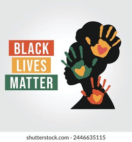 Plantilla de diseño de Black Lives Matter Month. Ilustración de black lives matter. Vector de mujer negra. Vector eps 10.