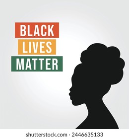 Black Lives Matter Month Design Vorlage. Black Lives Matter Illustration. Vektorgrafik von Black Woman. Vektorgrafik eps 10.