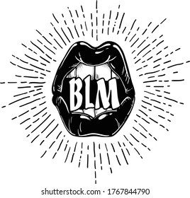 Black lives matter movement banner with woman lips
Creative unique design for emblem, t-shirt, sticker, poster