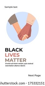 black lives matter multiracial couple holding hand in hand awareness campaign against racial discrimination of dark skin color support for equal rights of black people vertical copy space vector