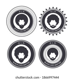 Black lives matter. Portrait of a man with an afro figure design, barber and hair style. Healthy athletic young black man with beard, mustache and sideburns.