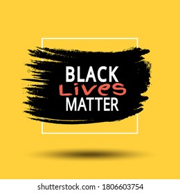 Black lives matter poster, banner isolated ink yellow background. EPS10 BIPOC illustration blm for web page.isolated slogan