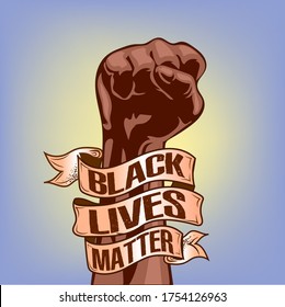 Black lives matter poster  card  banner  Comic style design  Black hand concept  Campaign against racial discrimination dark skin color  Vector Illustration