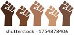 Black Lives Matter power pride fists, black history month, brown skin isolated, prejudice discrimination activism vector illustration, african american, people of color, graphic clip art.