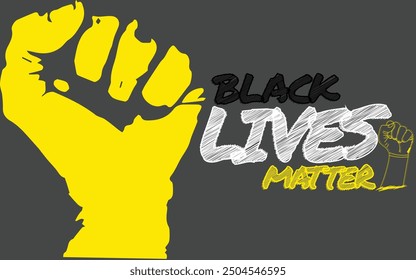 Black Lives Matter power pride fist, black history month, brown skin isolated vector illustration, prejudice discrimination activism african american, banner flyer poster play card, stop racism blm