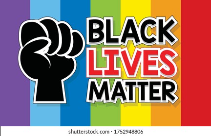 Black lives matter with rainbow background illustration