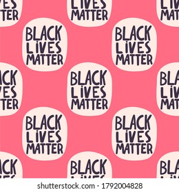 Black lives matter seamless pattern with hand drawn calligraphic font elements