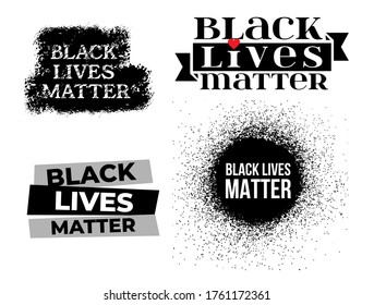 Black Lives Matter. Set of vector illustration protest banner about human right of black people in US. America. Isolated on white background.