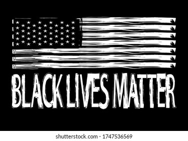 Black lives matter sign about the plurality of violence and anti-Black racism with American flag, USA.