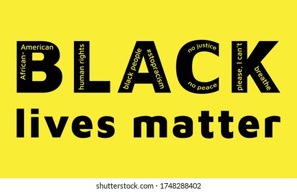 Black Lives Matter Sign Vector Text on yellow background