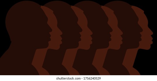 Black lives matter. Silhouettes of men. Abstract Black background. Vector illustration