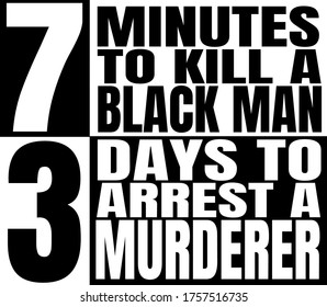 Black lives matter slogan- '7 minutes to kill a black man, 3 days to arrest a murderer'