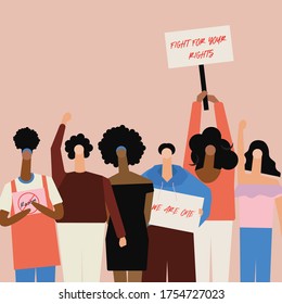 Black Lives Matter Statement protesters fight for human rights against racism, stop violence to black people.Flat style vector EPS10