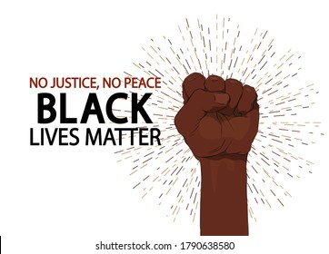 Black lives matter. Sticker, patch, t-shirt print, logo design. Support for equal rights of black people. African American arm gesture on a white background