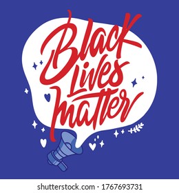 Black lives matter - Stop racism vector illustration on isolated background. For printing on t-shirts, posters, social media for protest.