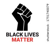 Black Lives Matter with strong fist vector illustration. Logo, symbol, sticker, stamp, banner, icon.