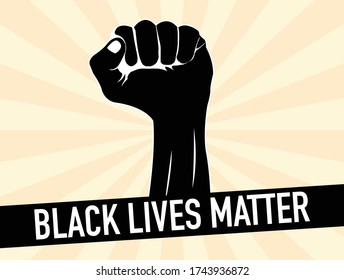 black lives matter text and a black fist
