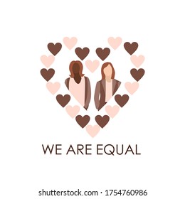 Black lives matter text with hand drawn hearts. No racism concept. Great for print, poster, t-shirt design. Vector illustration.  Flat style social card, poster, banner with text.