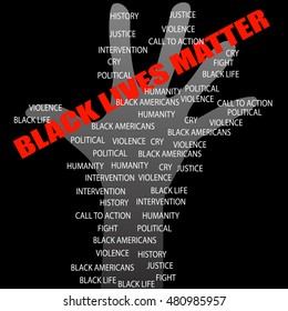 black lives matter text and hand black ground. vector illustration