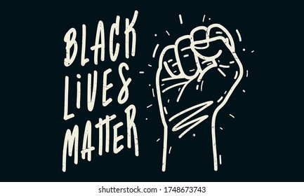 Las vidas negras importan. Mensaje de texto para acción de protesta. Cartel de fondo oscuro. Diseño de pancartas tipográficas. Ilustración vectorial.