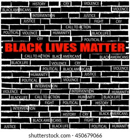 Black lives matter text on brick wall.vector illustration.