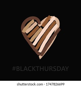 Black Lives Matter. Black Thursday. Heart Symbol With Different Ethnicity Colors.