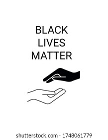Schwarz ist wichtig. Zwei Hände halten. Protest Banner über die Menschenrechte der Schwarzen Menschen in den USA. Vektorgrafik. Icon Poster für Drucksachen und Symbol.