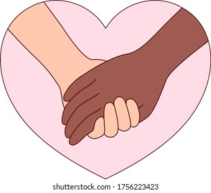 Black lives matter. Two hands holding. Protest banner about human right of black people. Vector Illustration. Icon Poster for printed matter and symbol.