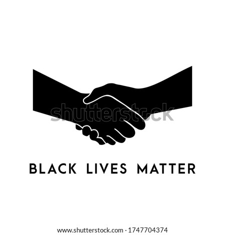 Black Lives Matter. Two hands illustration . Protest Banner about Human Right of Black People in U.S. America. Vector Illustration. Icon Poster for printed matter and Symbol.